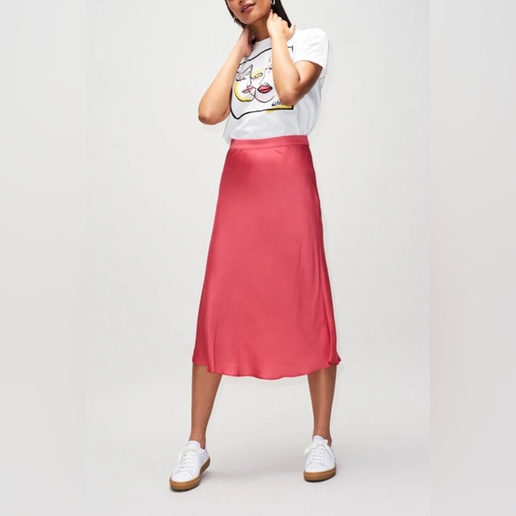Claudie Pierlot / NWT Selma Flared Midi Skirt in Pink Viscose 36 S - Picture 1 of 6